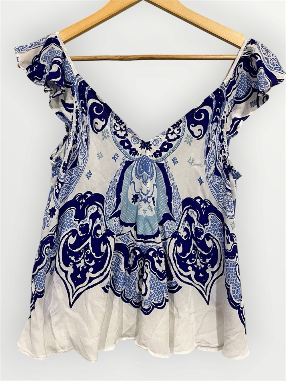 Anthropologie Maeve Clana Trapeze Flutter Sleeve Boho Flowy Top